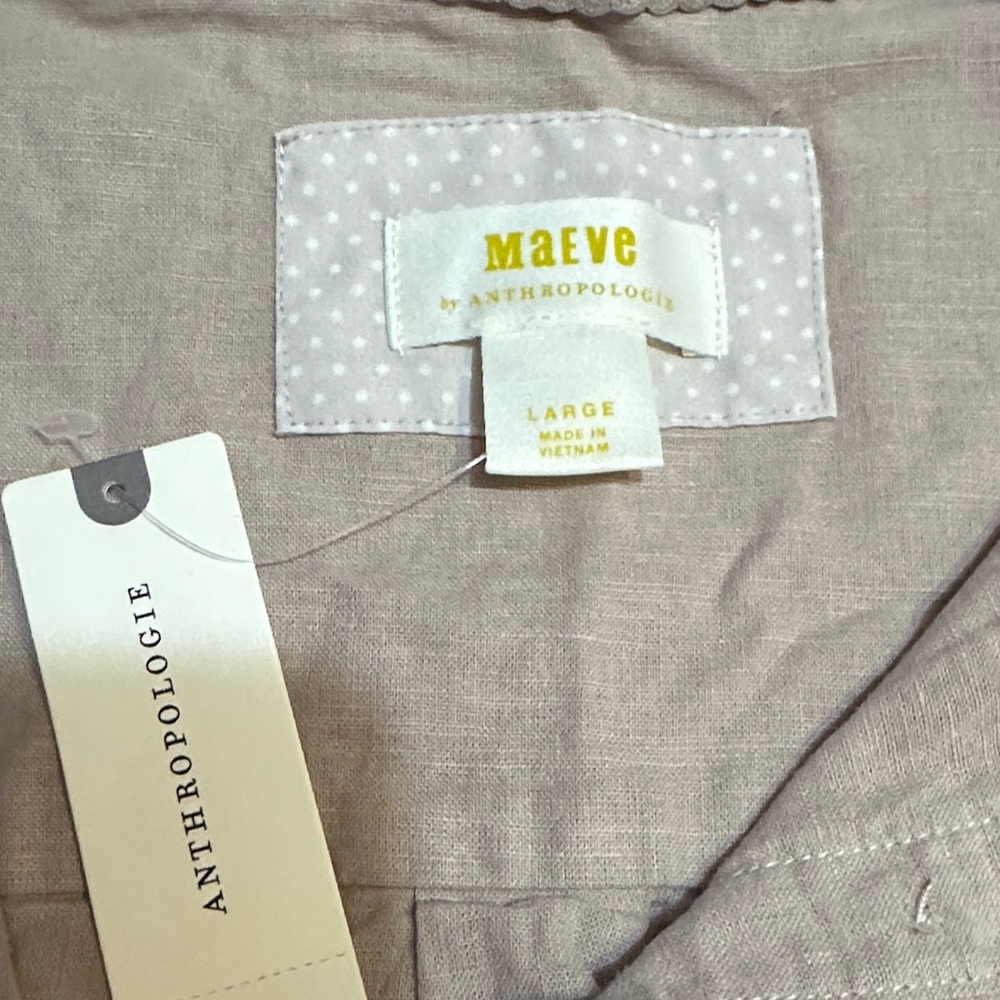 Anthropologie Maeve Soft Taupe Button-Front Blouse